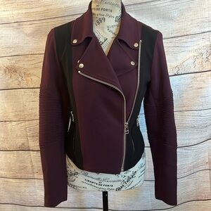 Wilfred Aritzia Montesson Moto Jacket Blazer Zipper Details Size 2 Crepe Wine